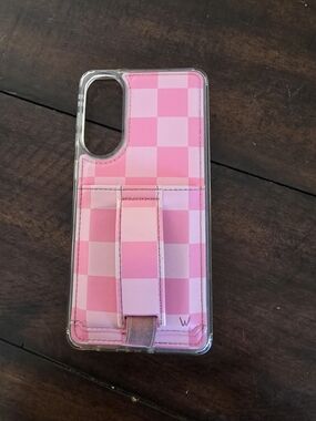Pink Checkered Phone Case with Hand Strap - Brand WALLI